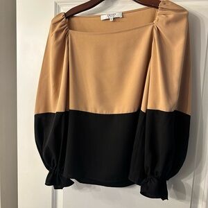 CROSBY by Mollie Burch Tan Puff Sleeve Blouse